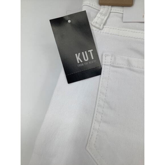 Kut From The Kloth Women's 6P White Amy Crop Straight Leg Jeans Frayed Cuff G4-8 - Picture 9 of 11